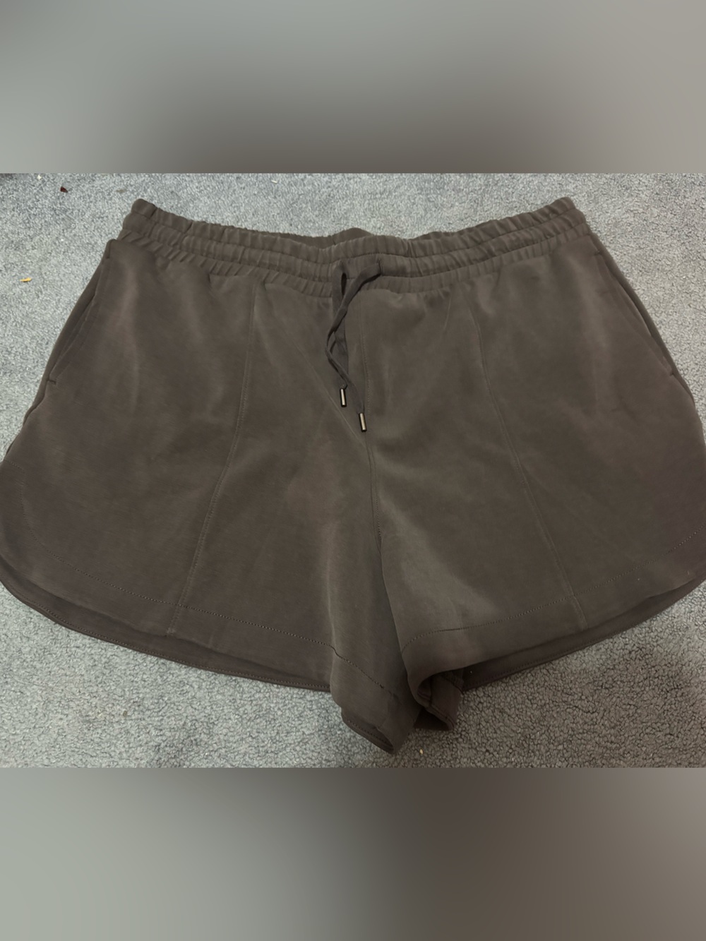 High-Waist Relaxed Drawstring Shorts in Dark Grey